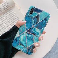 iPhone-Hülle Geometrisch Blauer Marmor